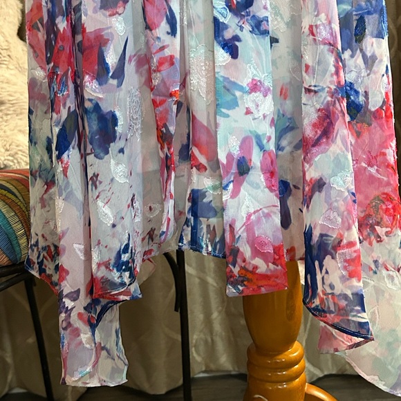 Donna Karan Asymmetrical Floral Dress - Red, Blue, White - Picture 8 of 16